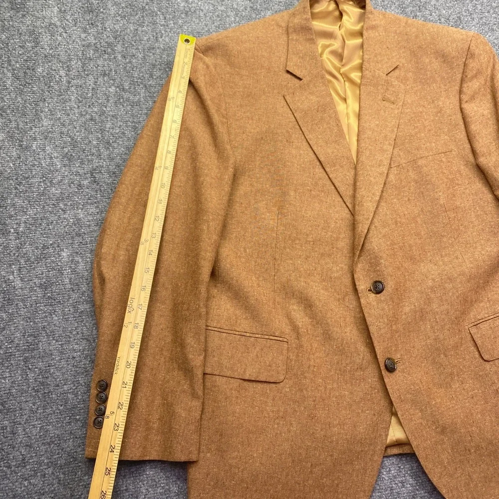 Stafford Signature Mens 46 Short‎ Classic Fit Linen Cotton Sport Coat Tan Brown